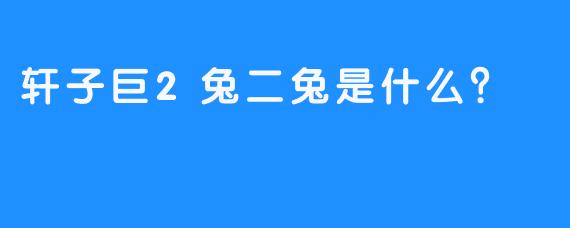 轩子巨2兔二兔是什么？