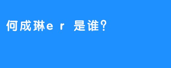 何成琳er是谁？