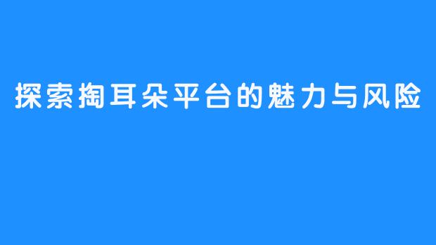 探索掏耳朵平台的魅力与风险