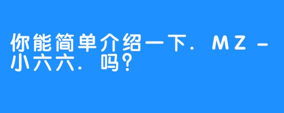 你能简单介绍一下.MZ-小六六.吗？